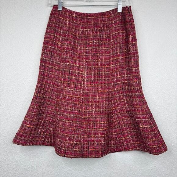Tweed Burgundy Sz 4 Wool Blend Classic Fit Skirt Suit Acadamia Clueless Preppy - Picture 11 of 16